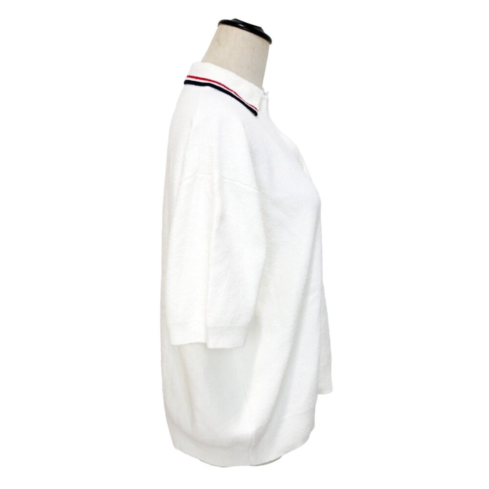 MIU MIU Off White Cotton Pique Knit Stretch Polo Shirt Sweater Top 38 - Picture 11 of 14